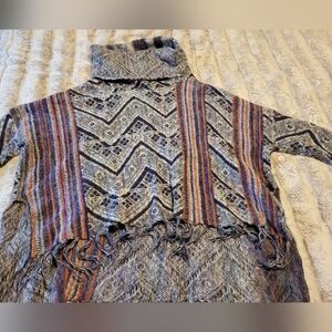Free People Cozy Multicolor Pancho-style Sweater